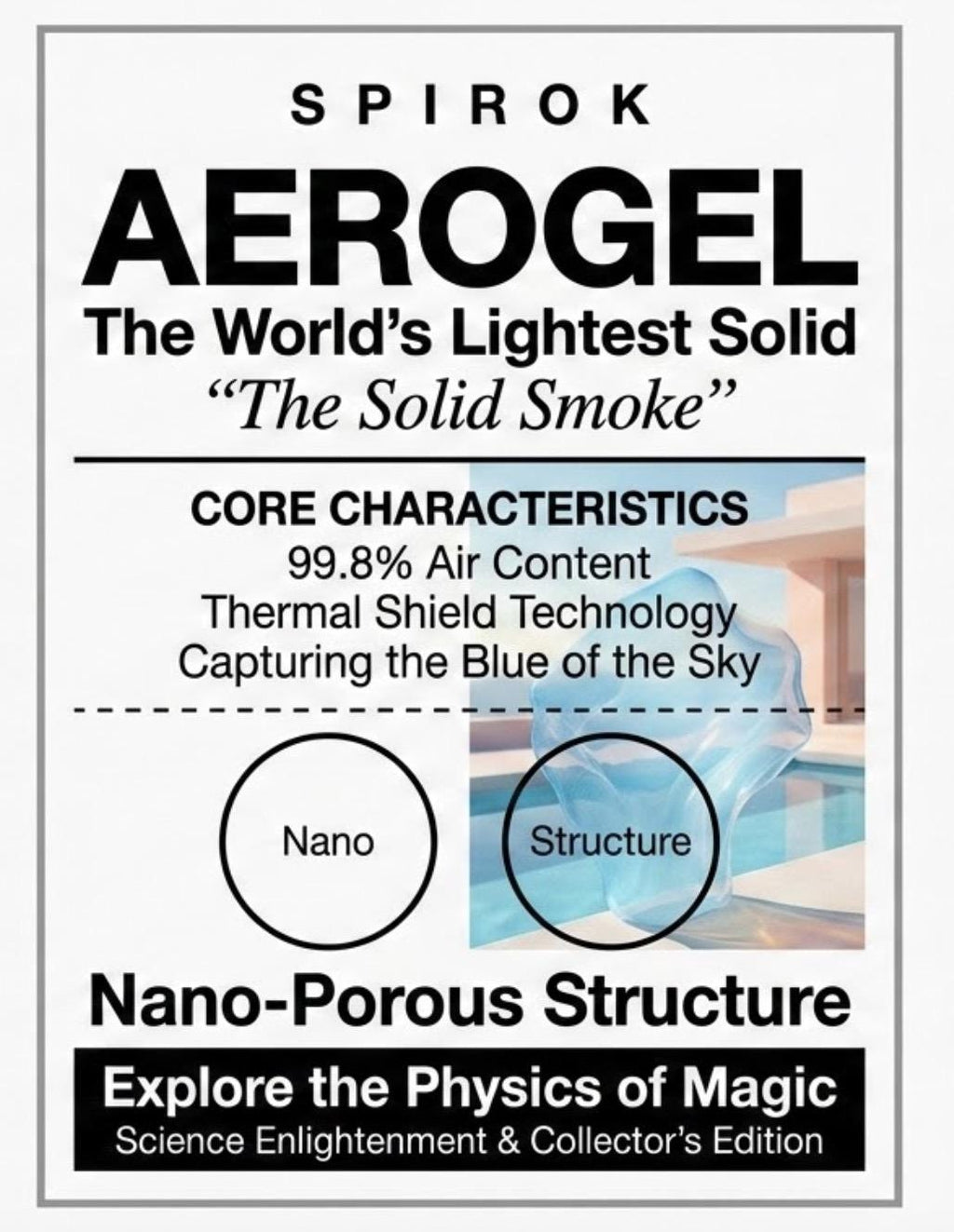 Aerogel - The Lightest Material on Earth "Frozen Smoke" (Chunks, High Purity, Silica-Based) 75-70-120mm-box