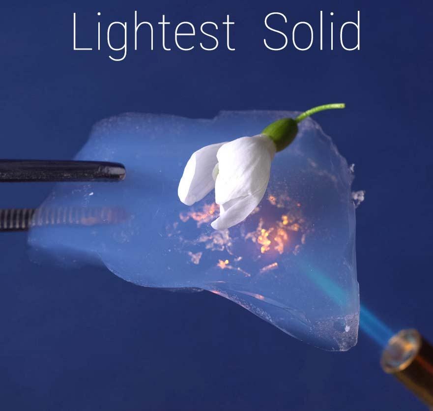 Aerogel Chunks with Dome Glass Display Bottle - Hydrophobic "Frozen Smoke" The Lightest Solid