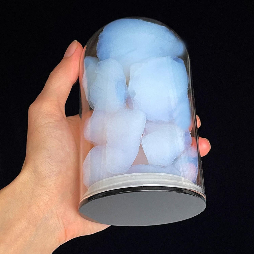Aerogel Chunks with Dome Glass Display Bottle - Hydrophobic "Frozen Smoke" The Lightest Solid