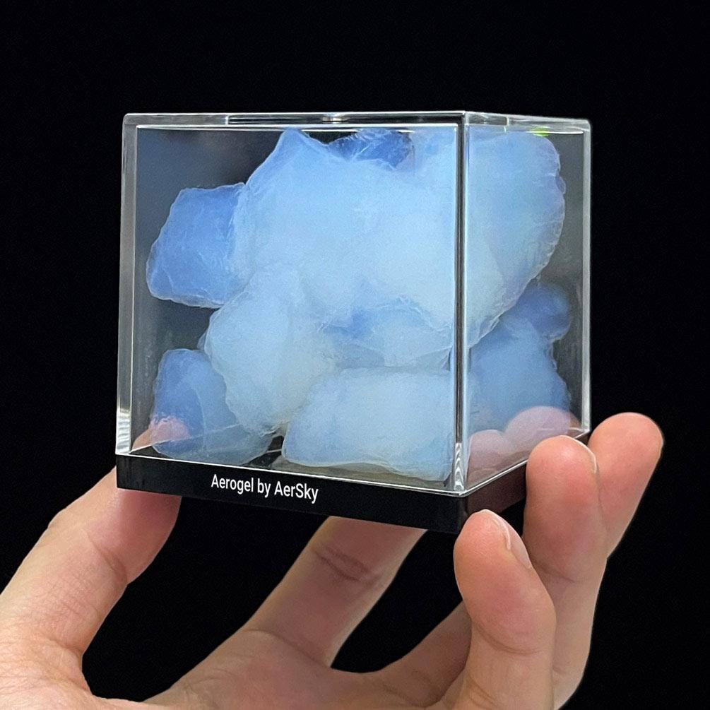 Aerogel with Cube Display Box - Lightest Solid on Earth, Frozen Smoke, STEAM Science Kit
