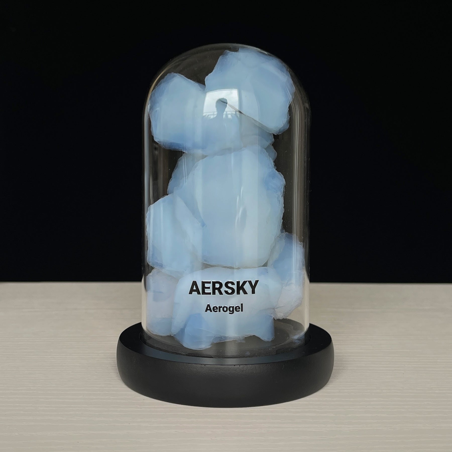 Aerogel Chunks with Dome Glass Display Bottle - Hydrophobic "Frozen Smoke" The Lightest Solid